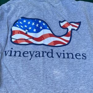 Vineyard Vines Heather Gray Long Sleeve Tee RED WHITE AND BLUE